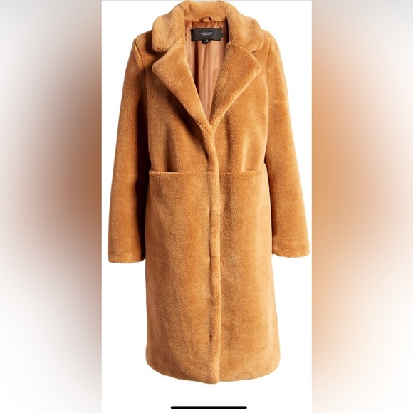 Vero Moda Holly Long Teddy Jacket Brown Small - Picture 2 of 4